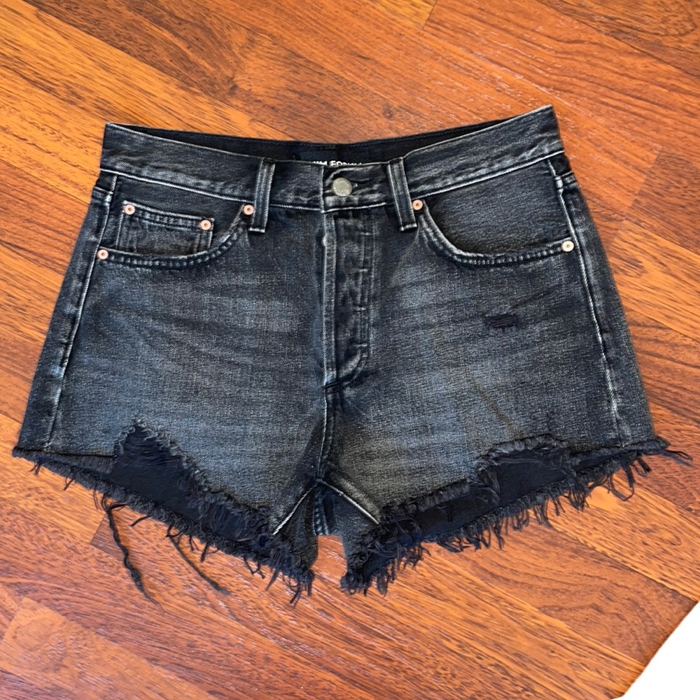 Distressed Black Jean shorts